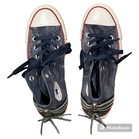 Converse women’s Chuck Taylor All Star Triple Zip High Top sneakers 6 NEW navy - Picture 3 of 6